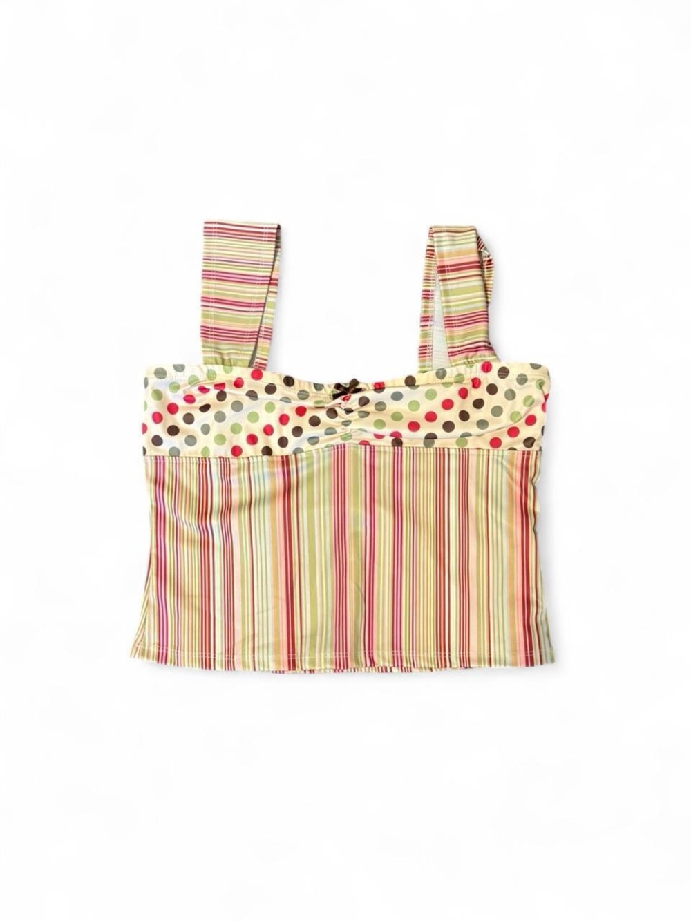 SHEIN Striped & Polka Dot Sleeveless Crop Top - Multicolor, Size Large